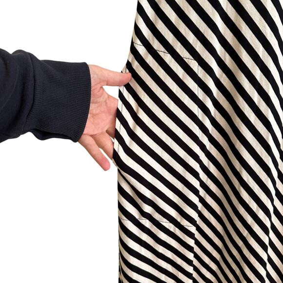 Gudrun Sjoden Organic Cotton A Line Short Sleeve Striped Dress Large Pockets - Picture 2 of 4